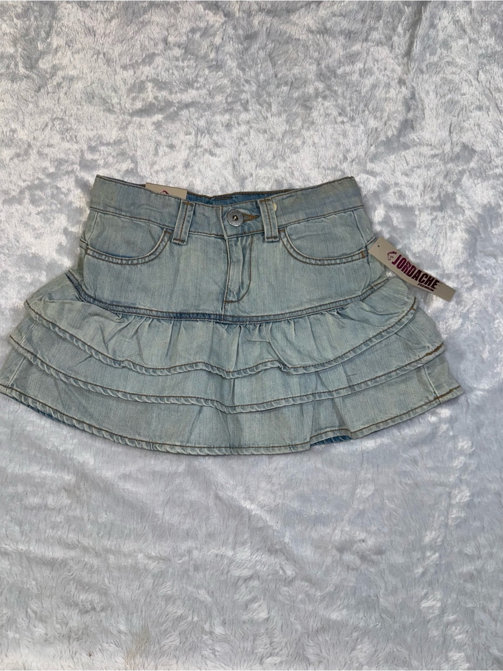 Jordache Light Wash Denim Ruffle Skort - Pale Blue